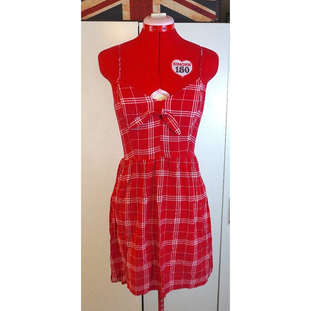 H&M Tie-Front Dress in Red Check